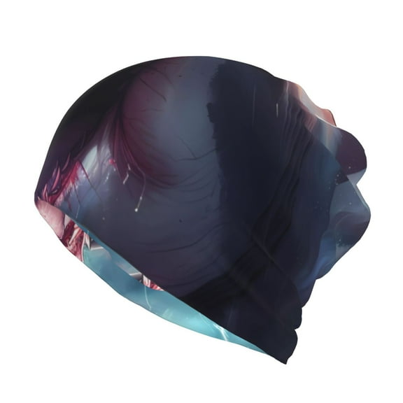 Rateoe Dramatic Shark Attack Cotton Slouchy Beanie Hat for Men/Women,Lightweight Oversize Large Thin Skull Cap Night Sleeping Cap