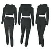ZIYIXIN Women Solid Color Sportswear Suit, Long Sleeve Hooded + Long Pants