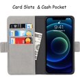 thumbnail image 4 of 2-in-1 Magnetic Detachable Wallet Case for iPhone 13 Mini, Card Slots Holder Genuine Leather Kickstand Shockproof Wrist Lanyard Strap Removable Cover 5G 5.4",Gray, 4 of 7