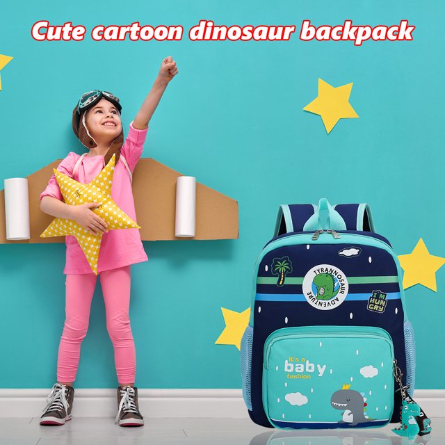 Bolsa para niños Lindo estampado de dibujos animados Dinosaurio Niños Niñas escolar (Verde) Likrtyny Para Estrenar