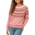thumbnail image 4 of JUUNthy Sweater for Womens, Striped Knitted Crewneck Long Sleeve Fashion Fall Winter Clothes Tops Pink 3XL, 4 of 5