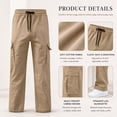 thumbnail image 2 of Nskgu Boys Cargo Pants Cotton Baggy Chino Straight Leg Trousers Elastic Waist Multi Pocket Joggers Casual Back To School Hiking Pants For Kids & Teens 5-15 Years, 2 of 7