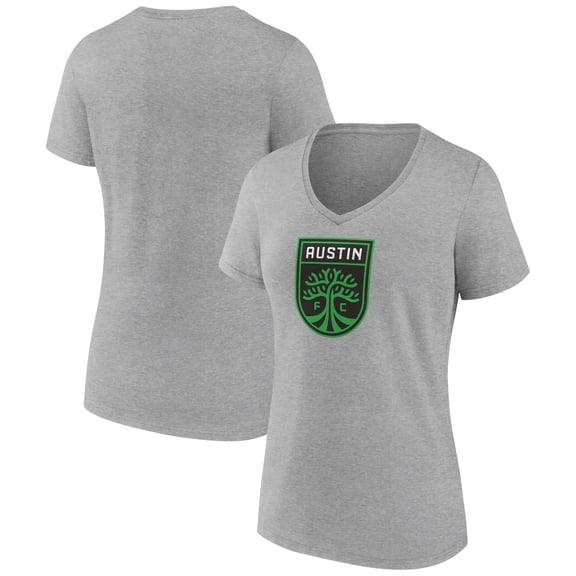 Women's Gray Austin FC Official Logo V-Neck T-Shirt