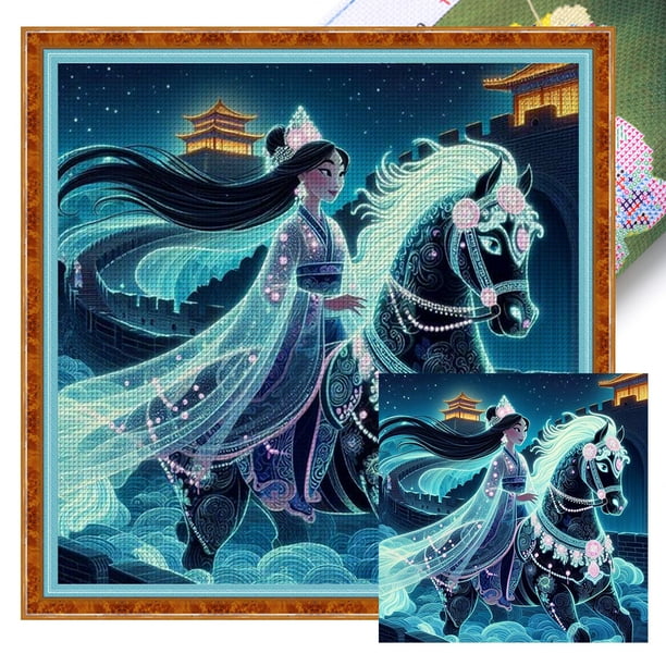 Kit Punto Cruz Mulan Con Hilo Algodón Ecológico Bordado 11CT 40x40cm