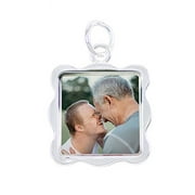 Sterling Silver Plated Wave Photo Pendant