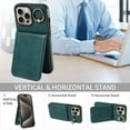 thumbnail image 6 of TECH CIRCLE For iPhone 12 Pro Max Wallet Case with Card Holder, Thin Slim PU Leather Finger Ring Kickstand Shockproof Protective Magnetic Women Men Phone Cover for Apple iPhone 12 Pro Max 6.7",Green, 6 of 8