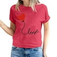 thumbnail image 2 of Meichang Hauts pour Femmes T-Shirts de la Saint-Valentin T-Shirts de Fête à Col Rond T-Shirts à Imprimé Cœur d'Amour T-Shirts à Manches Courtes Jolis Tees Blouses en Liquidation, 2 of 5