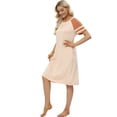 thumbnail image 4 of WBQ Nightgown Womens Short Sleeve Sleepshirt with Pockets, Soft Crewneck Sleepwear Color Block Raglan Sleeve Nightshirt Comfy Sleep Dress Plus Size Nightdress S-3XL, 4 of 6