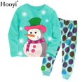 thumbnail image 2 of Pijamas azul turquesa para niñas, trajes de ropa de dormir, regalo de Navidad para niños, conjuntos de ropa de algodón, muñeco de nieve, punto, 2 of 4