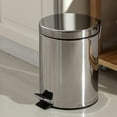 thumbnail image 6 of Small Can, Round Stainless Steel Garbage Bin with Soft Close Lid & Step Foot Pedal, Metal Waste Basket with Removable Inner Bucket, Stainless, 6 of 8