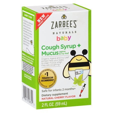 Zarbee's Naturals Baby Cough Syrup + Mucus, Natural Cherry Flavor, 2 Ounce