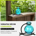 thumbnail image 2 of Couronne Co.  Casablanca Trio Vase, Recycled Floral Glass Vases for Centerpieces with Metal Stand - Table Top Decor for Home - 3.4 oz - Aqua Blue, 2 of 8