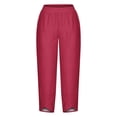 thumbnail image 4 of Women's Summer Comfortable Loose Wide Legged Fashion Solid Color Capris RXIRUCGD Rose, Taille: 4TG, 4 of 5
