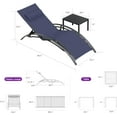 thumbnail image 3 of PURPLE LEAF Patio Chaise Lounge Set of 3 Outdoor Beach Pool Sunbathing Lawn Lounger Recliner Outside Tanning Chairs with Arm for All Weather, Side Table Included, Navy Blue, 3 of 10