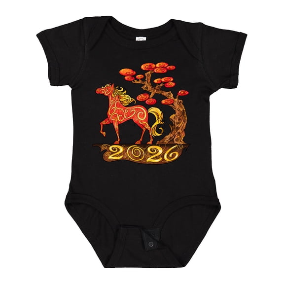 Inktastic 2026 Year of the Horse Happy New Year's Boys or Girls Baby Bodysuit