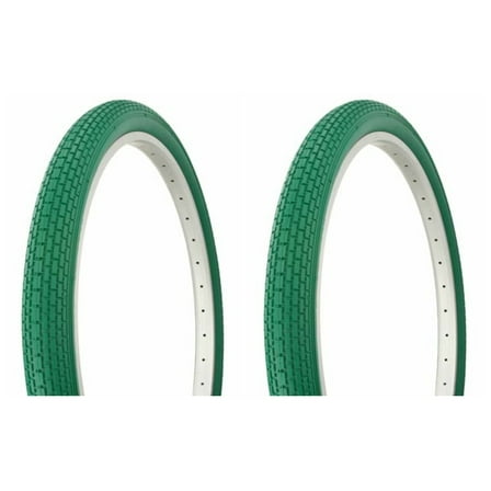 Tire set. 2 Tires. Two Tires Duro 26" x 2.125" Green/Green Side Wall HF-120A. Bicycle Tires, bike Tires, beach cruiser bike Tires, cruiser bike Tires