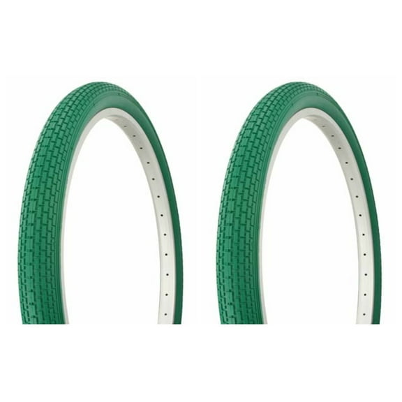Tire set. 2 Tires. Two Tires Duro 26" x 2.125" Green/Green Side Wall HF-120A. Bicycle Tires, bike Tires, beach cruiser bike Tires, cruiser bike Tires
