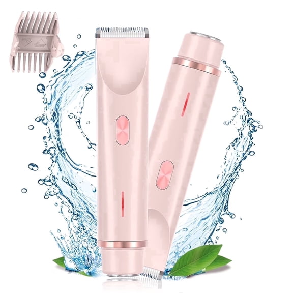 Hoeylife Bikini Trimmer for Women, Dual-Head Electric Razor with Dual Ceramic Blades, USB Rechargeable Wet Dry Use IPX7 Waterproof