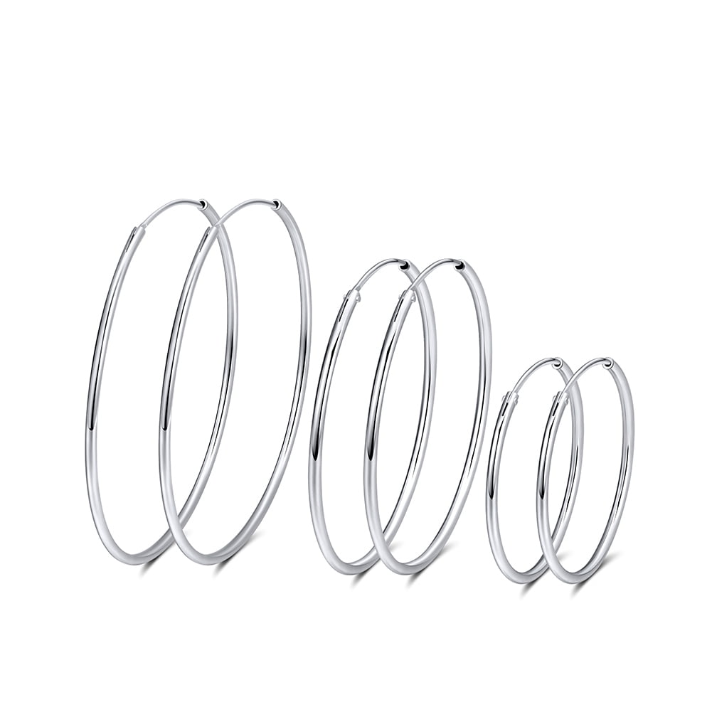 Thin Hoop Earrings for Women Classic Thin Sterling Silver Womens Ginger Lyne Collection