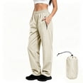 thumbnail image 7 of APEXFWDT Women's Packable Rain Pants Lightweight Nylon Waterproof Hiking Fishing Pants Elastic Waist Casual Pant for Outdoor,L,Beige, 7 of 7