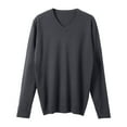 thumbnail image 4 of FAOWME Men Knitted Sweater Long Sleeve V Neck Solid Color Fashion Warm Comfortable Slim Fit Pullover Top For Autumn Winter Daily Wear Grey S, 4 of 7
