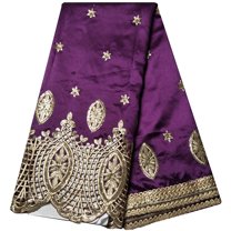 YQOINFKS George Fabric African Lace Fabric 5 Yards Lace Embroidery Sequin Lace Wedding Bridal Women Drees Purple