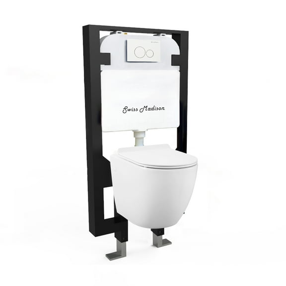 Swiss Madison Well Made Forever - Angers Wall Hung Toilet Bundle, Glossy White