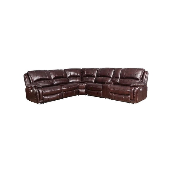 Denver Brown Leather 6-Piece Power Reclining Sectional
