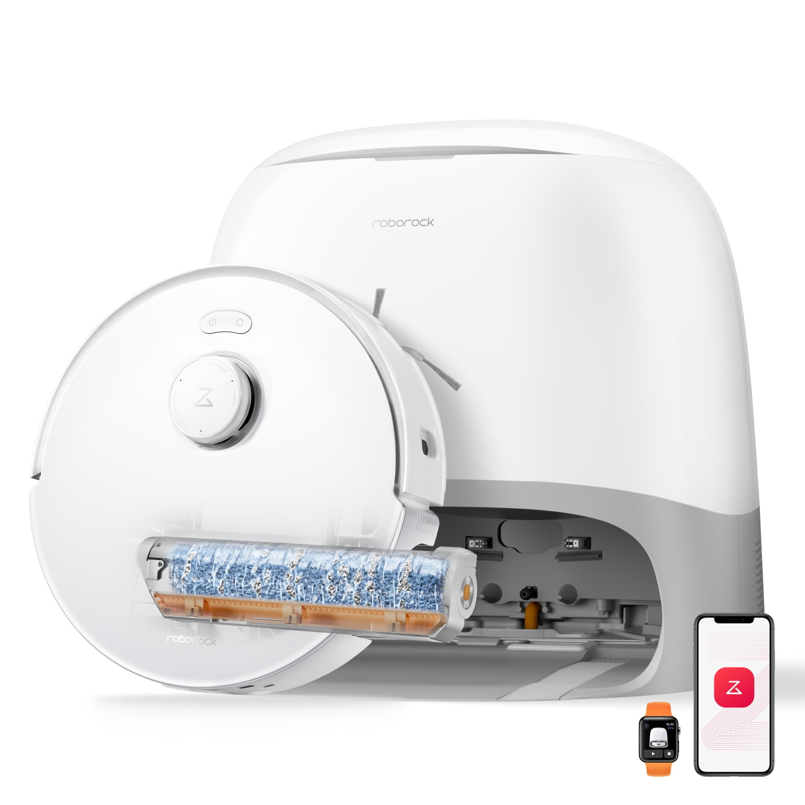 roborock Qrevo Curv series 2 Flow Robot Vacuum and Mop, SpiraFlow Real-Time Self-Cleaning Roller Mop, 20,000 Pa, Dual Zero-Tangle System, AI Obstacle Avoidance, Carpet Protection