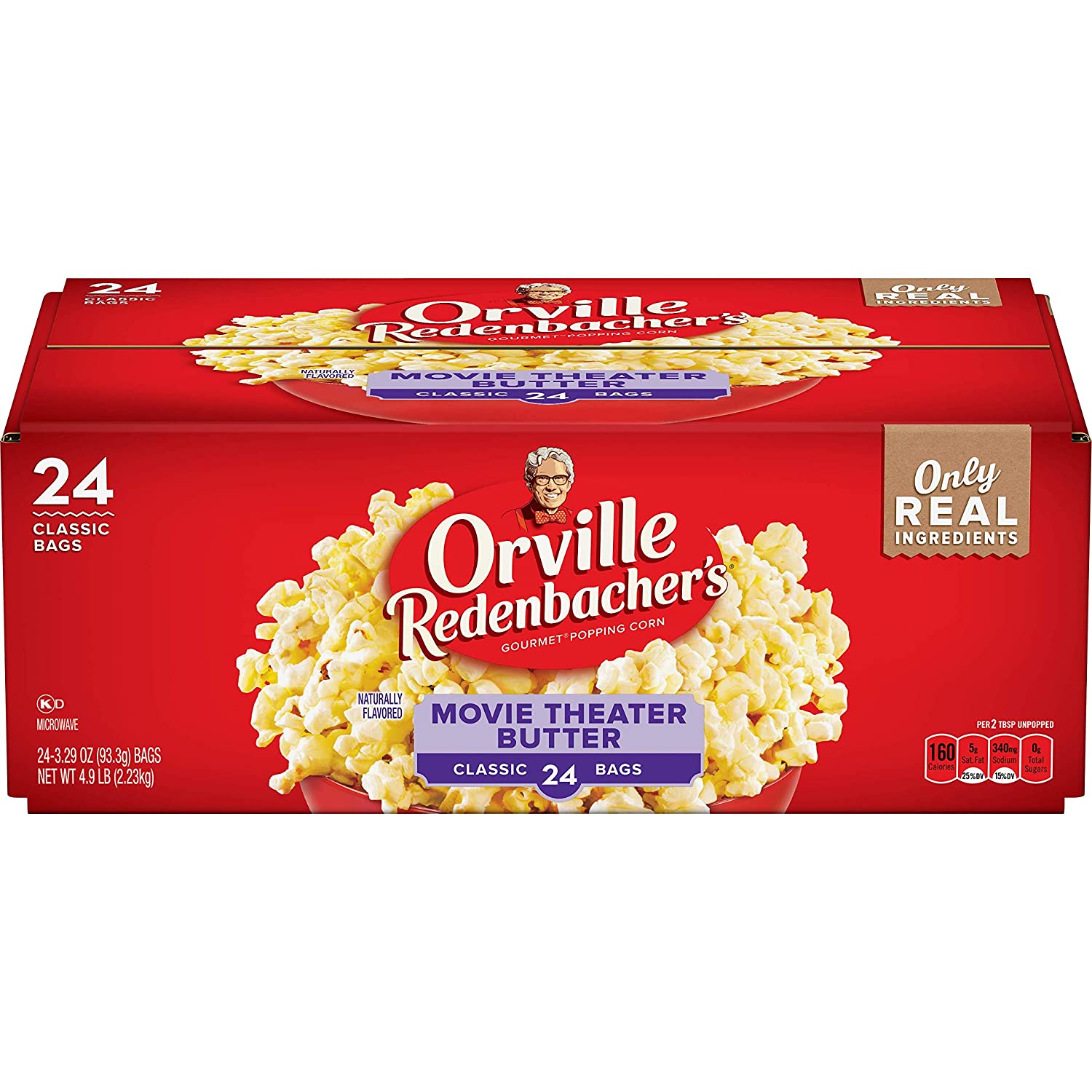Orville Redenbacher's Movie Theater Butter Microwave Popcorn, 3.29 Ounce Classic Bag, 24Count