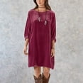 thumbnail image 1 of Gspmoly Robes d'Été pour Femmes, Mode Femmes Décontractée Solide Col Rond Manches Longues Mini Robe Robes de Soirée pour Femmes Vente de Liquidation, 1 of 7
