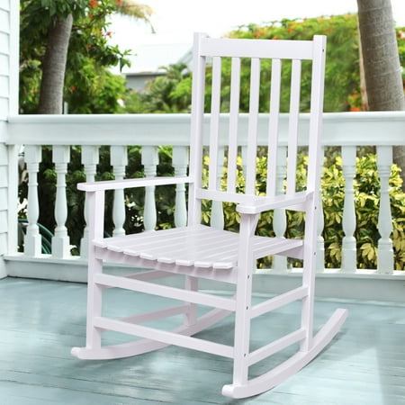 - Costway Solid Wood Rocking Chair Rocker Porch Indoor Outdoor Patio Furniture White