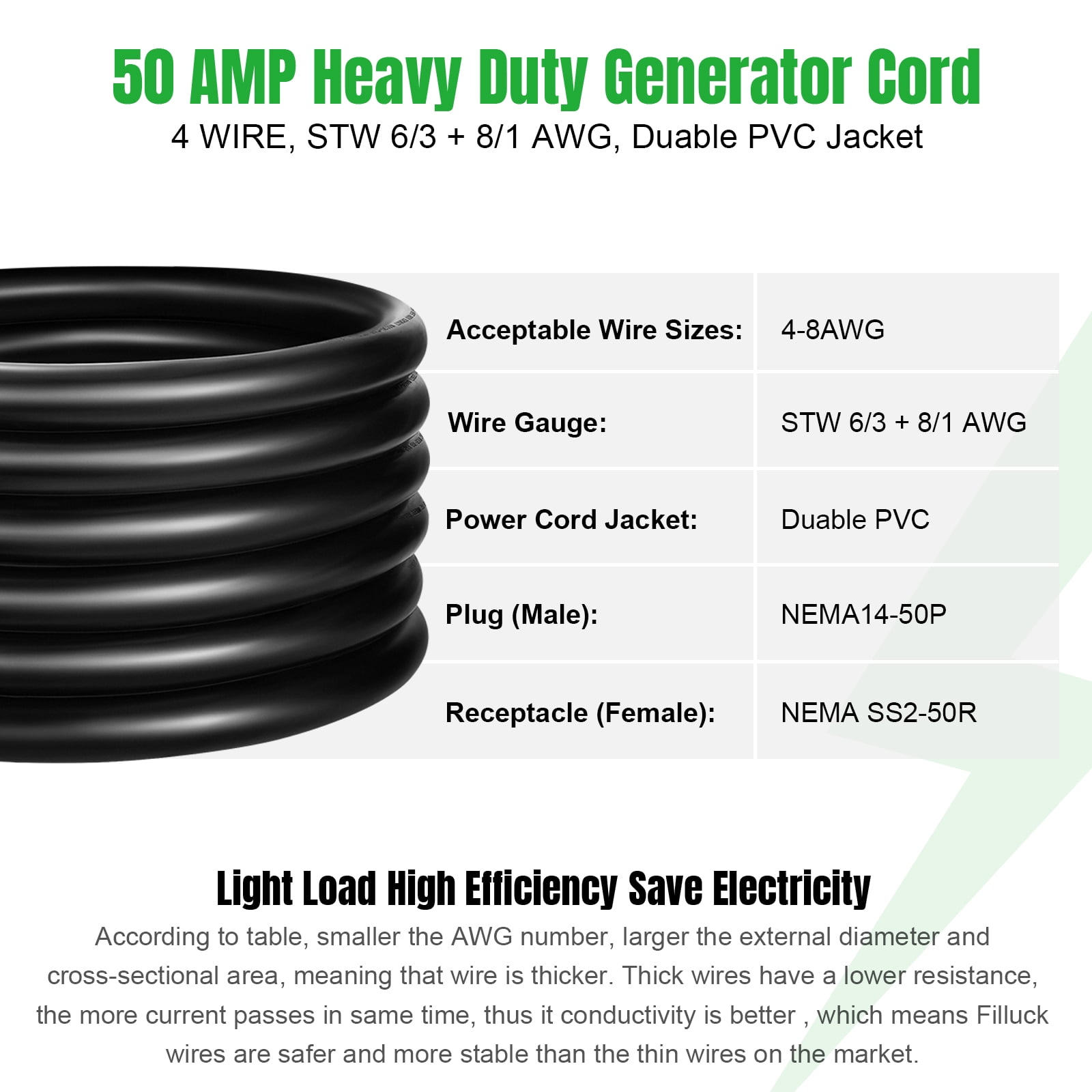 SPEEDWOW 20 FT 50 Amp RV Extension Cord, 125/250V Heavy Duty Extension Cord with Generator Inlet Box, 6/3+8/1 Gauge STW ETL Listed, NEMA 14-50P to SS2-50R, Waterproof Power Cord for RV Outdoor Home