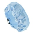 thumbnail image 1 of Gorros de baño ajustables para mujeres 1 Pc para negocios de baño y viajes en color azul PEVA satén, 1 of 3
