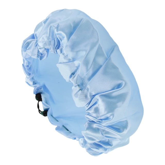 Gorros de baño ajustables para mujeres 1 Pc para negocios de baño y viajes en color azul PEVA satén