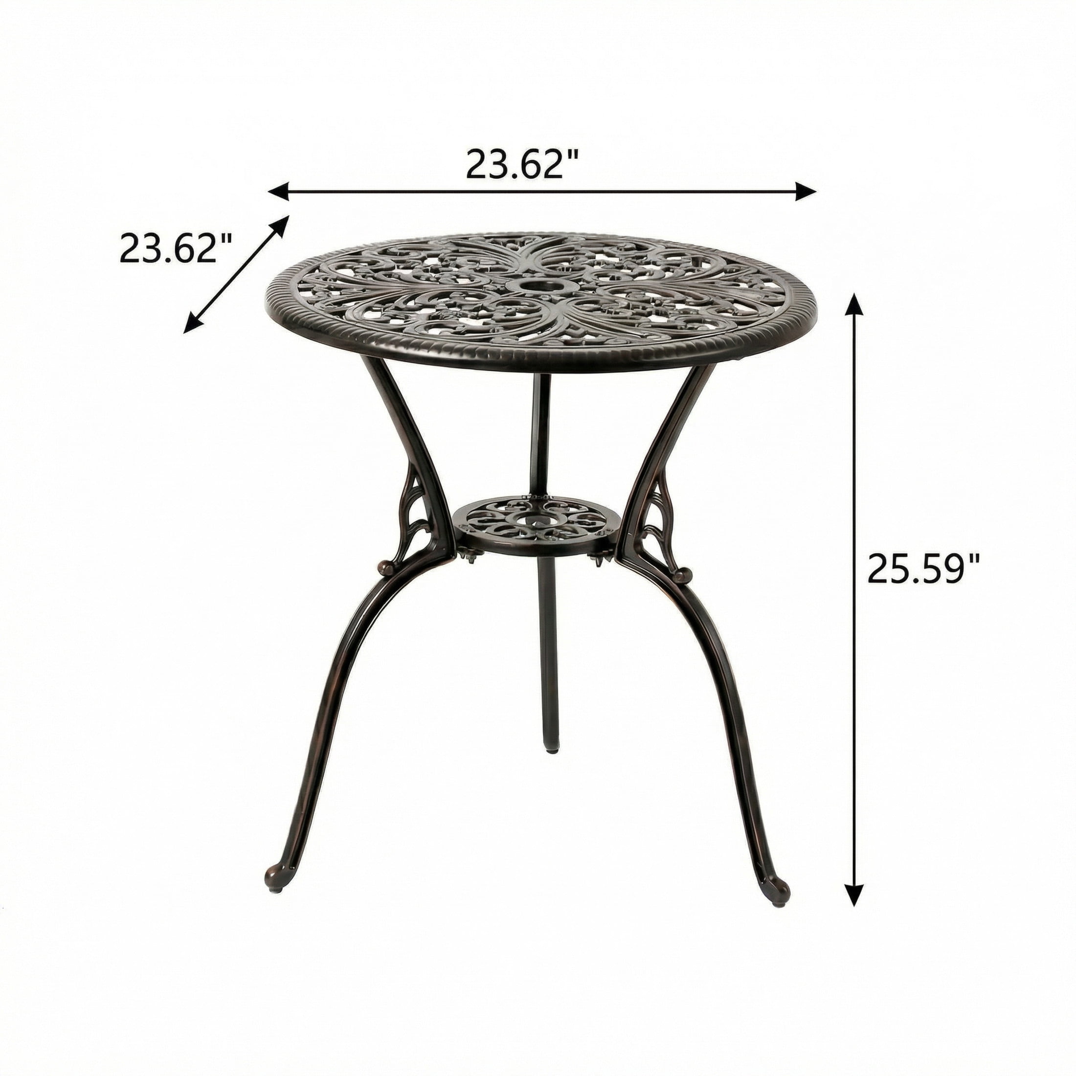 Christopher Knight Home 3-Piece Outdoor Bistro Set, Round Patio Table with Armchairs, Copper Finish