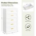thumbnail image 2 of White 5 Drawer Metal Dresser for Bedroom, Tall White and Gold Dresser for Closet, Metal Chest of Drawers, Dressers & Chests of Drawers for Living Room, Hallway, Office, Bedroom, 2 of 8