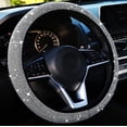 thumbnail image 2 of Car Diamond-studded Steering Wheel Cover without Inner Ring, Full of Diamonds, Hot Diamonds, Full of Diamonds, Elastic Handle Cover(Orange Diamond), 38cm, 2 of 5