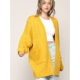 thumbnail image 5 of Made by Johnny Women's Kimono Long Sleeve Batwing Open Front Chunky Knit Cardigan Loose Sweater with Pockets S MUSTARD, 5 of 6