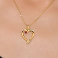 thumbnail image 3 of Gem Stone King 18K Yellow Gold Plated Silver Red Ruby and Blue Sapphire Heart Pendant Necklace for Women | 0.26 Cttw | Gemstone July Birthstone | Round 3.5MM | With 18 inch Chain, 3 of 6
