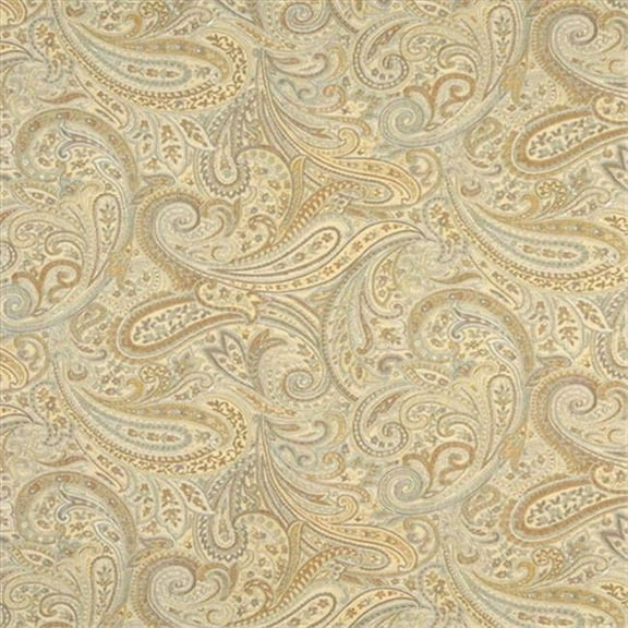 Designer Fabrics  54 in. Wide Gold, Blue And Bronze, Paisley Contemporary Upholstery Grade Fabric