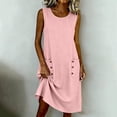 thumbnail image 5 of fheaev Women's Midi Dress Sleeveless Crew Neck Button Pocket Loose Casual Summer for Everyday Pink M, 5 of 7