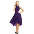thumbnail image 3 of iiniim Women's Sleeveless Bridesmaid Dress High Low  Chiffon Halter Neck Evening Party Prom Dresses, 3 of 7