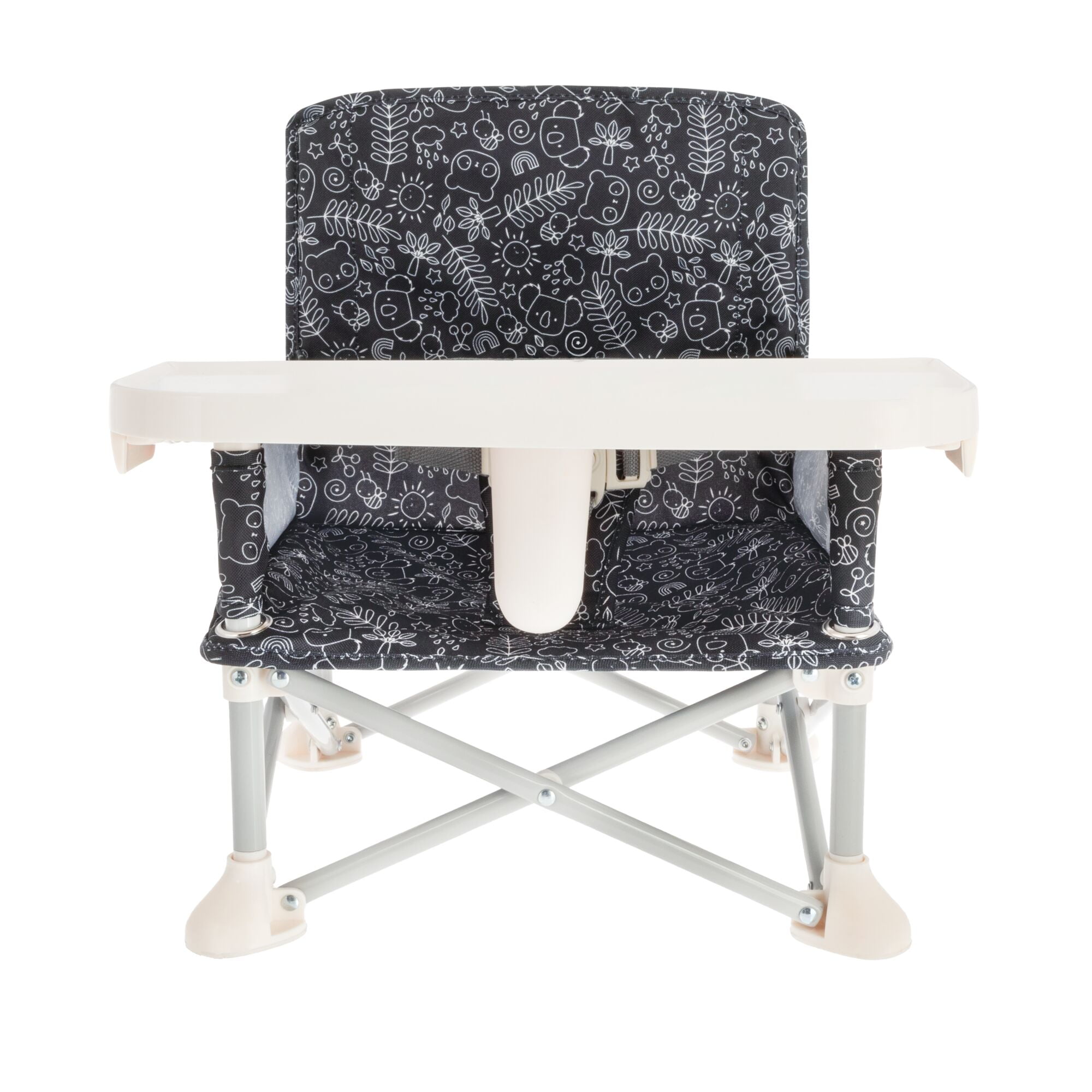 Nuby Pop-Up Portable Booster Seat with Removable Tray, Black and White