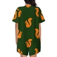 thumbnail image 6 of Uemuo Bold Squirrel Silhouettes Pattern Women's Short-Sleeved Pajama, Button-Front Loungewear, 2-Piece Summer Sleepwear, Elastic Drawstring Shorts-X-Large, 6 of 7