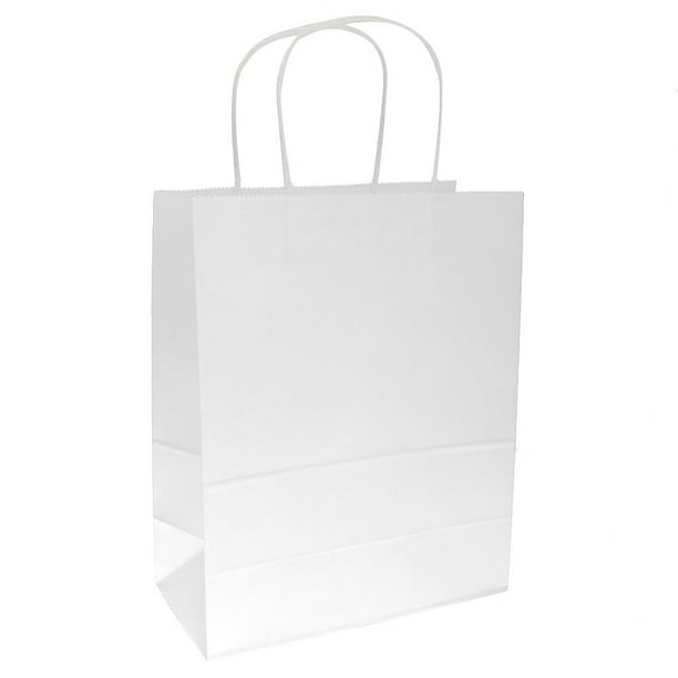 10 bolsas de regalo para fiestas con asas, ideales para cumpleaños, bodas y otros eventos. Blanco