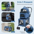 thumbnail image 2 of JJUN Double Dog Stroller for 2 Dogs, Detachable Carriers, Safety Belt, 4 Lockable Wheels, Pet Travel Carrier Strolling Cart, Folding Cat Stroller for Small Medium Pets Dogs (Blue), 2 of 18