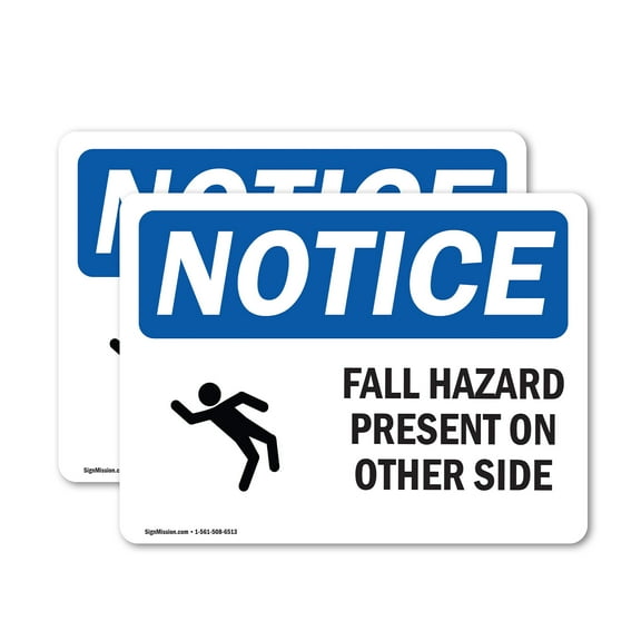 (2 Pack) Fall Hazard Present On Other Side Sign
