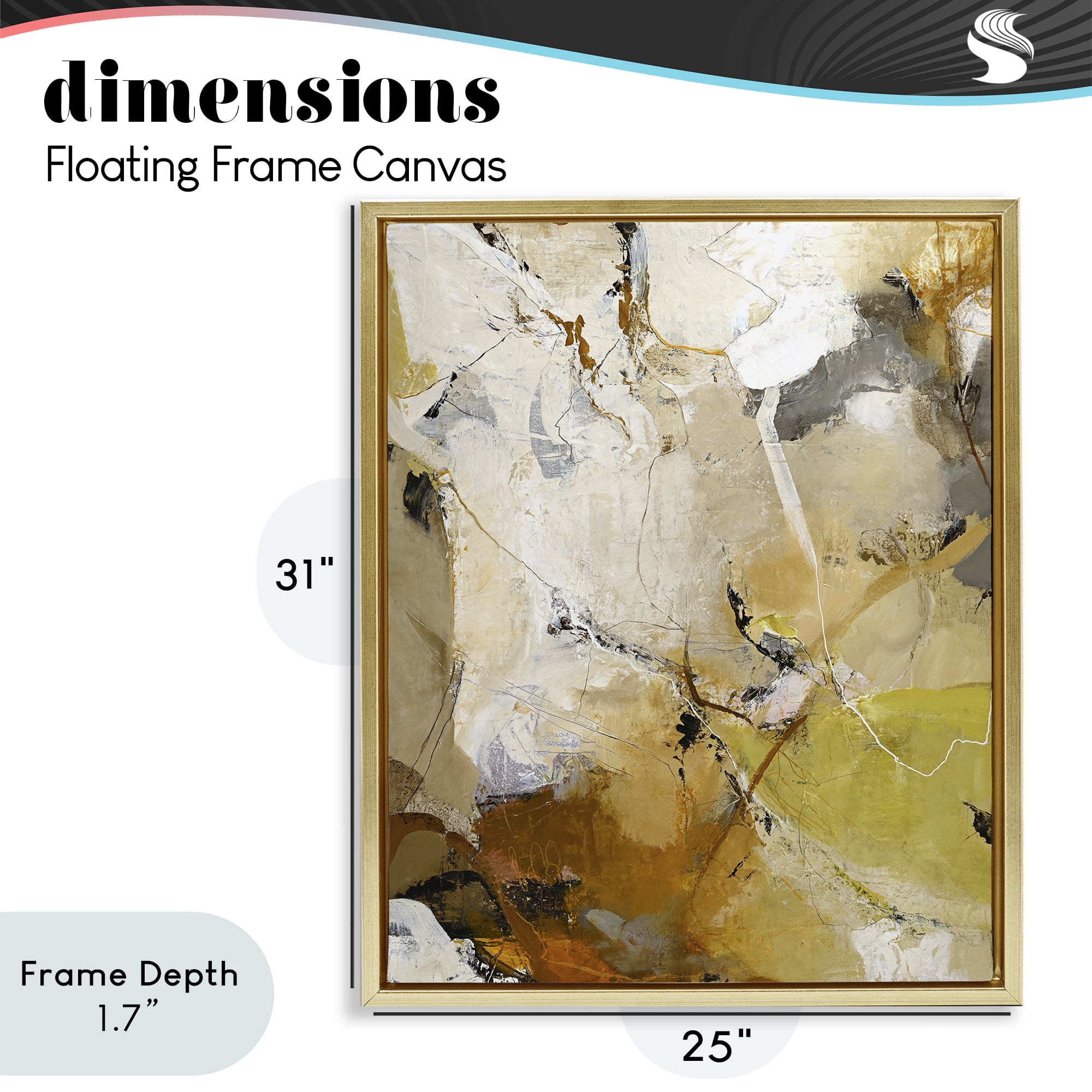 Stupell Industries Warm Earth Tones In Motion Gold Framed Floater Canvas Wall Art, design by Design Fabrikken