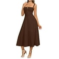thumbnail image 2 of GaThRRgYP Womens Summer Dresses under $10,Women's Casual Split Drawstring Dress with Straps Brown XXL, 2 of 8